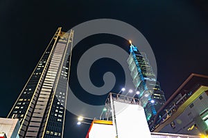 Night view of Xinyi Special Commercial Center, Taipei, Taiwan