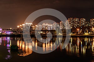 Night view of Yitong River, Changchun, China