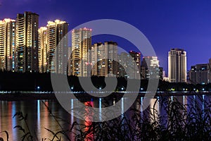 Night view of Yitong River, Changchun, China