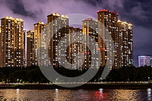 Night view of Yitong River in Changchun, China