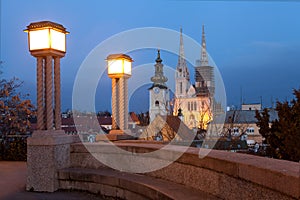 Night view of the Zagreb Cathedral