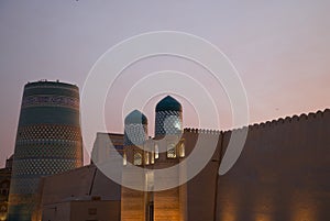 Night view of the Zindan in Khiva, Uzbekistan