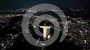 Night Viewpoint Of Christ The Redeemer In Rio De Janeiro Brazil.