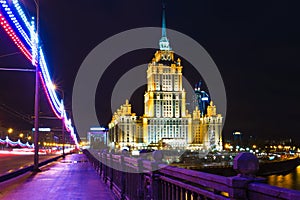 Night views of Moscow, hotel Ukraine