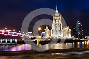 Night views of Moscow, hotel Ukraine