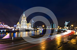 Night views of Moscow, hotel Ukraine