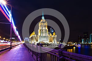 Night views of Moscow, hotel Ukraine