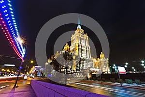 Night views of Moscow, hotel Ukraine