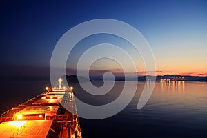 Night views of the roadstead, coastline and port of Nakhodka,Russia.