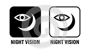 Night vision line icon design concept. Night vision moon eye line icon.