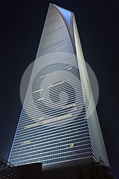 Night vision of tall skyscraper in Shanghai