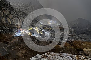 Night visitors at Ijen Volcano, Java, Indonesia