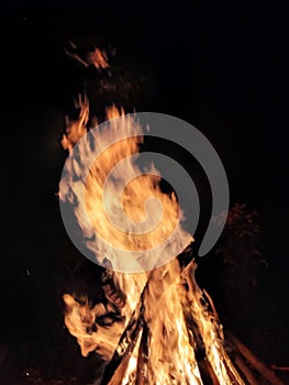 Night warm with fire