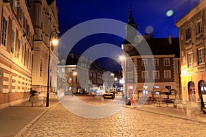 Night in Warsaw , Poland. Warsaw is one of the most populated metropolitanareas in Europe