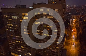 night window timelapse. architecture of the night city, urbanistic view