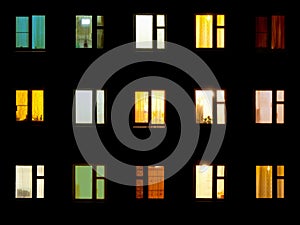 Night windows - block of flats background