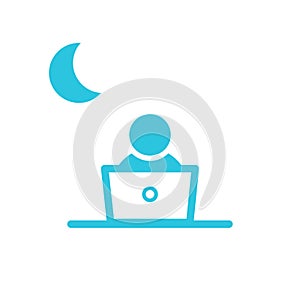 Night working icon, office, avatar, person