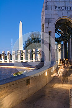 Night at the World War Two Memorial Washington Monument District