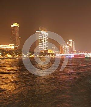 Night at Zhujiang River in Guangzhou China