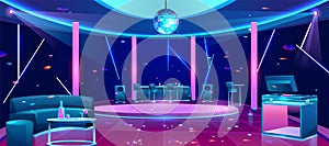 Nightclub dance floor cartoon vector interior