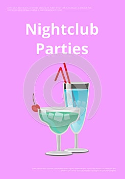 Nightclub Parties Blue Cocktails in Martini Glass