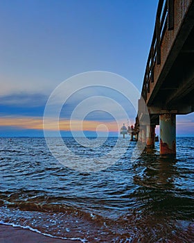 Nightfall at the Baltic pier in Zinnowitz on the island of Usedom in Germany