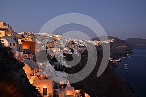 Nightfall at Oia, Santorini photo