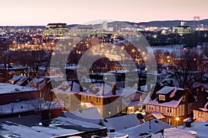 The nightfall of Ottawa after snow