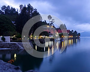 Nightfall over Lake Toba resort photo