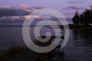 Nightfall at the shore of Lake Vanern, Sweden