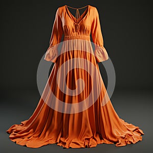 Nightgown Orange Dress 3d Model For Sale - Hyper Realistic And Detailed