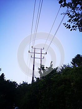Nightime Telephone wires photo