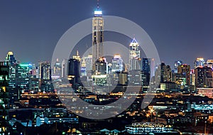 Nightime view over downtown Bangkok photo