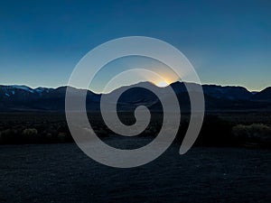 Nightime View with Sun Setting in Panum Crater