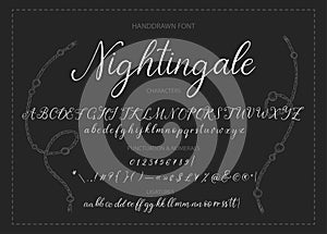 Nightingale. Handdrawn calligraphic vector font.