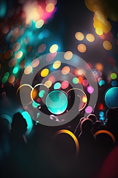 Nightlife Abstract Background with Neon Lights and Bokeh. generative AI illustration