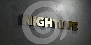 Nightlife - Gold text on black background - 3D rendered royalty free stock picture