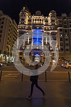 Nightlife in the streets of downtown Madrid