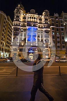 Nightlife in the streets of downtown Madrid