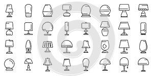 Nightlight icons set outline vector. Bulb light floor