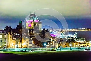 Nightlights in Old Quebec,, Quebec Province, Canada.