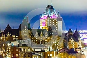 Nightlights in Old Quebec,, Quebec Province, Canada.