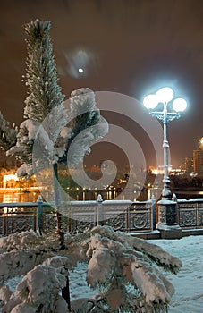 Nightly city in winter photo