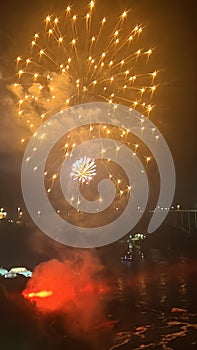 Nightly Fireworks Display at Niagara Falls on the border of USA and Canada