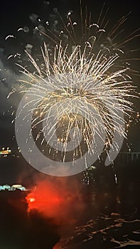 Nightly Fireworks Display at Niagara Falls on the border of USA and Canada