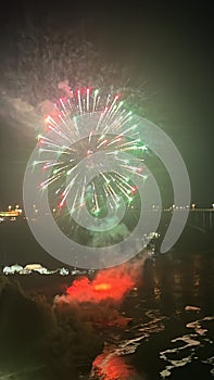 Nightly Fireworks Display at Niagara Falls on the border of USA and Canada