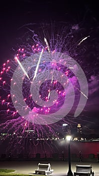 Nightly Fireworks Display at Niagara Falls on the border of USA and Canada