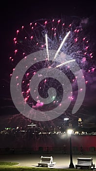 Nightly Fireworks Display at Niagara Falls on the border of USA and Canada