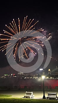 Nightly Fireworks Display at Niagara Falls on the border of USA and Canada