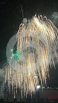 Nightly Fireworks Display at Niagara Falls on the border of USA and Canada